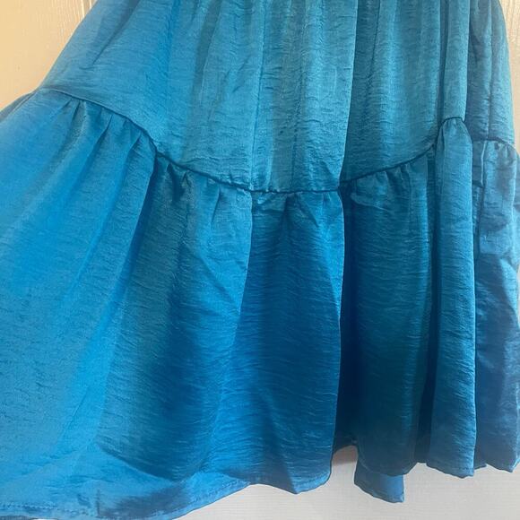 Steve Madden Prairie Dreams Satin Dress Size Medium Aruba Blue - Picture 12 of 12